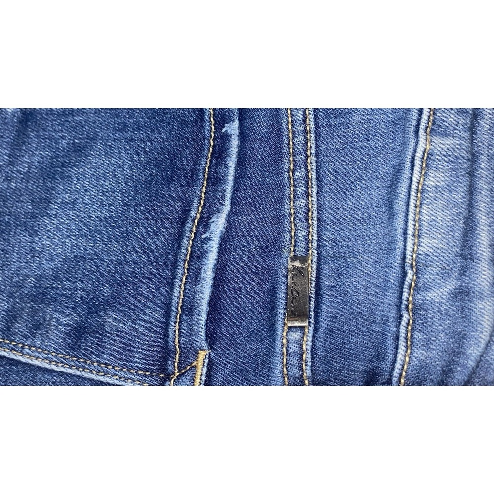 Kancan Jeans Flare Frayed Hem Denim Stretch Mid Rise Womens 1 Festival Farmcore - Picture 6 of 8